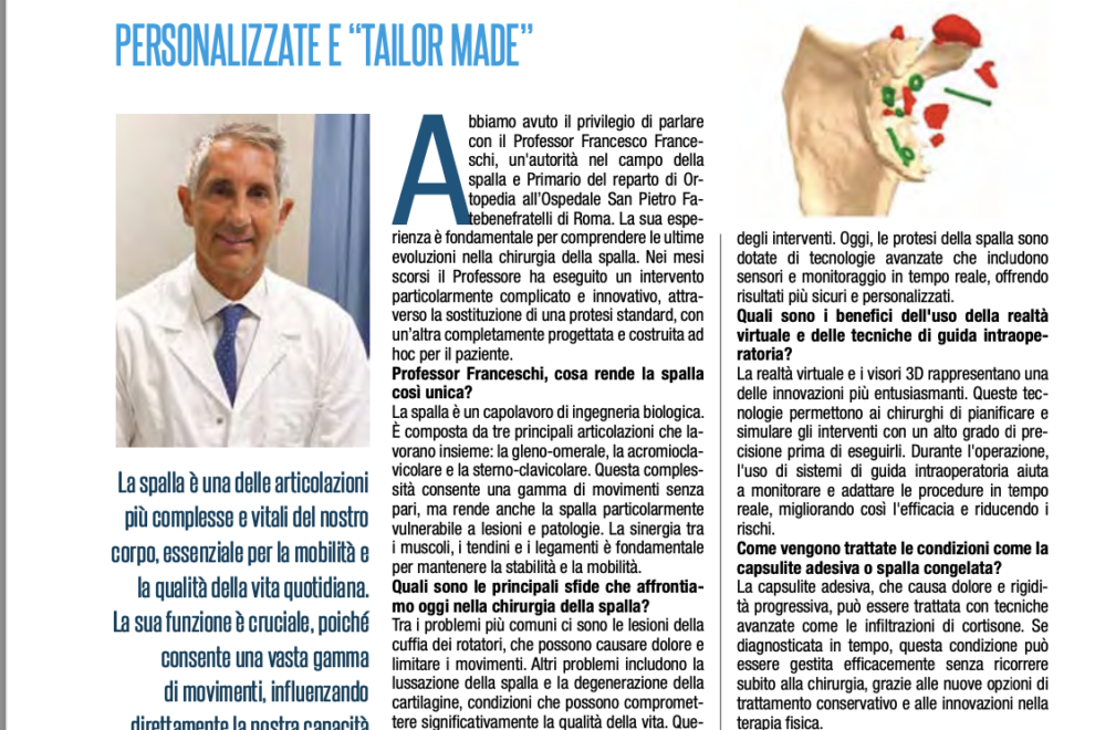 Dolore alla spalla Prof. Francesco Franceschi ortopedico spalla Roma_ Sport Club settembre 2024